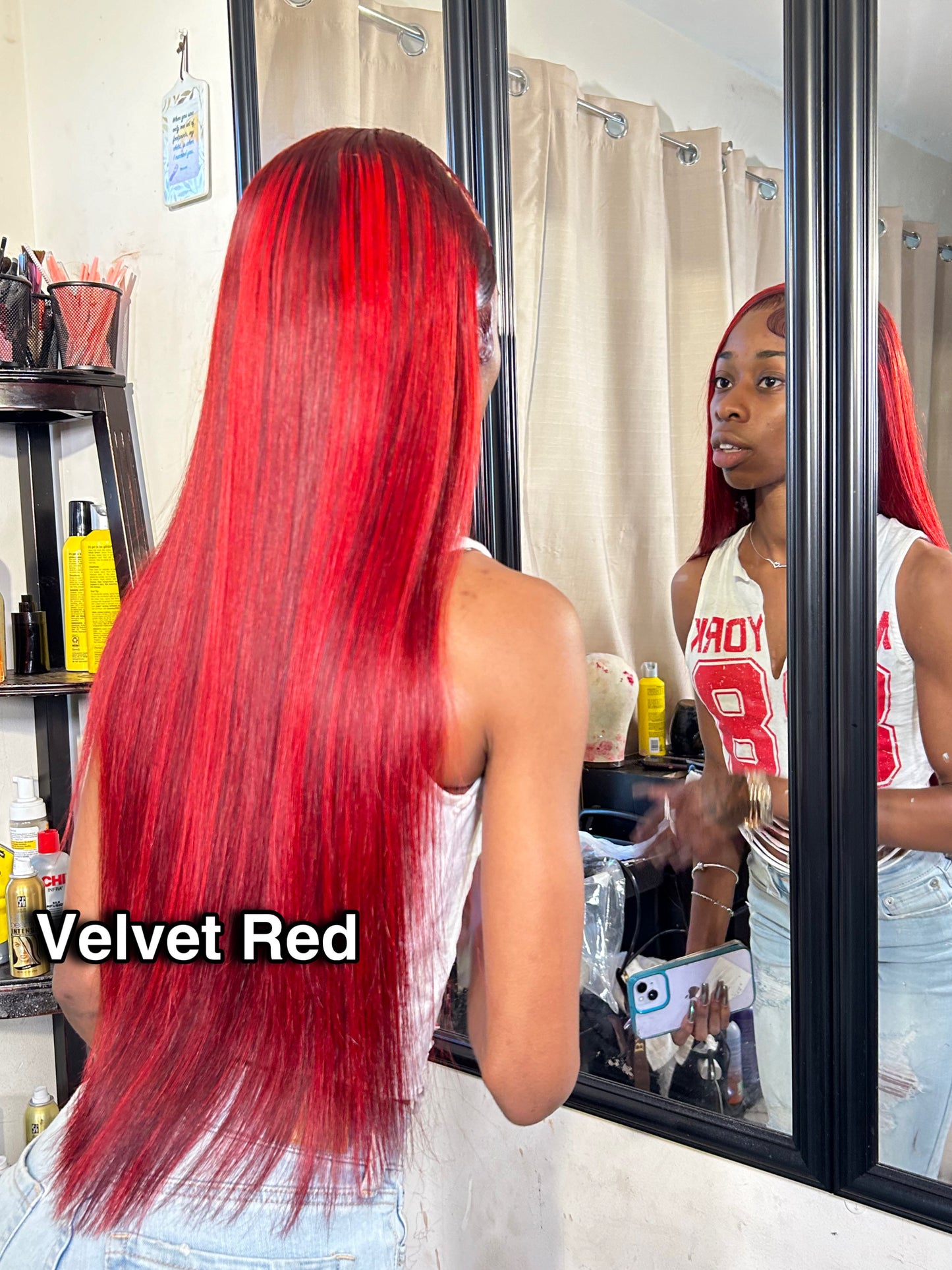 Velvet Red 13x4 Seamless Transparent Lace Frontal