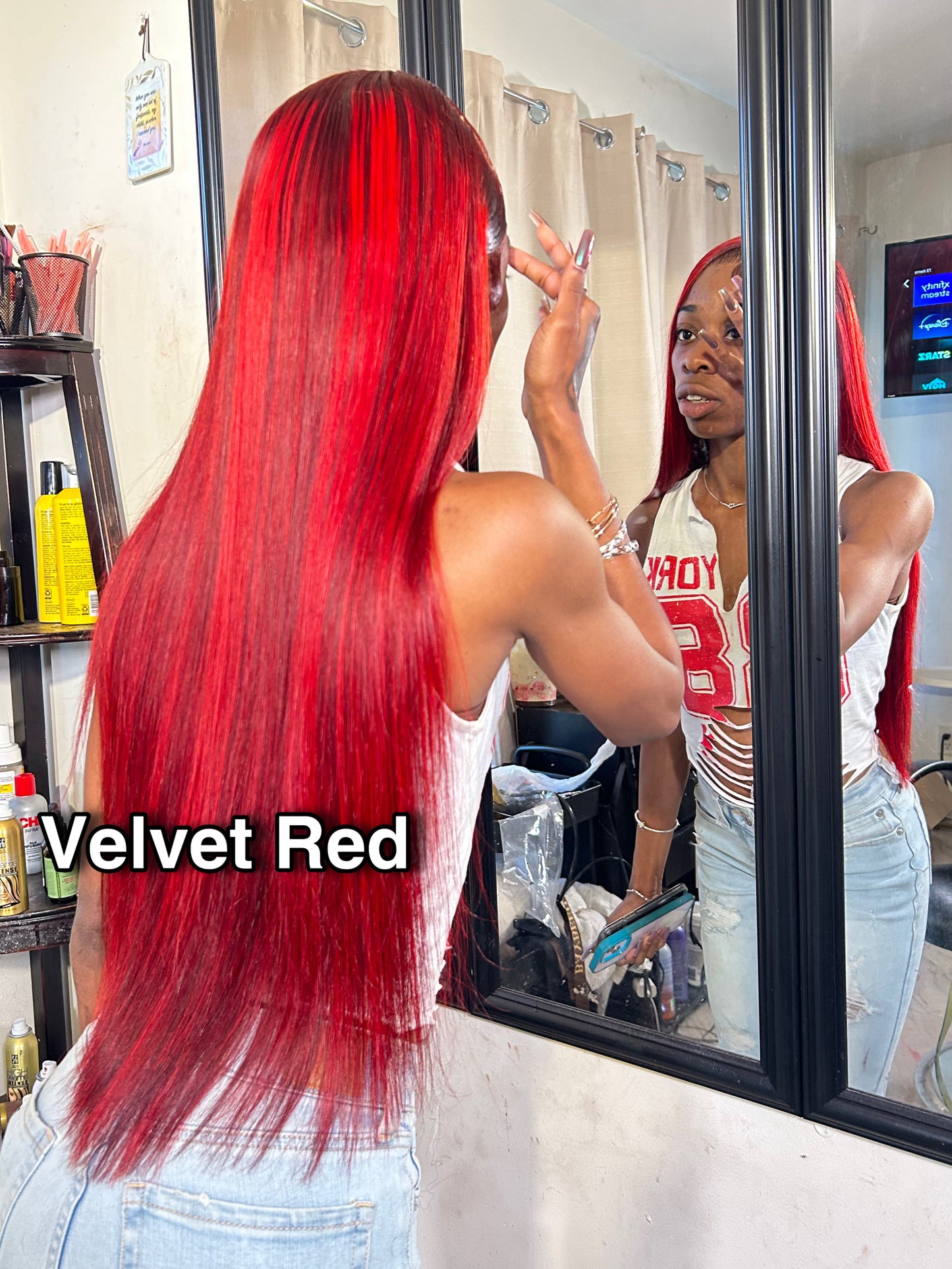 Velvet Red 13x4 Seamless Transparent Lace Frontal